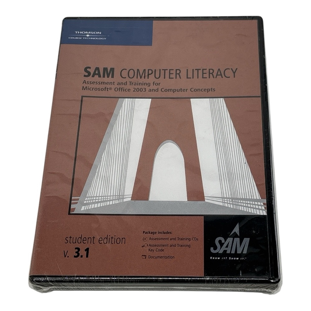 SAM 2003 Computer Literacy 3.0 Training for Microsoft Office 3 discs+product key